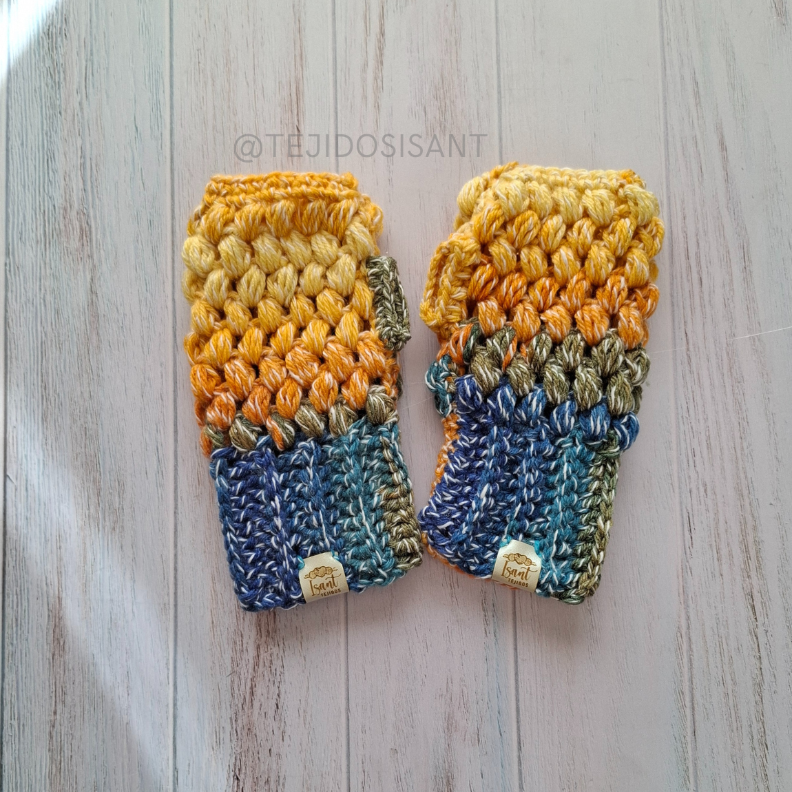 Mitones azúl/naranjo