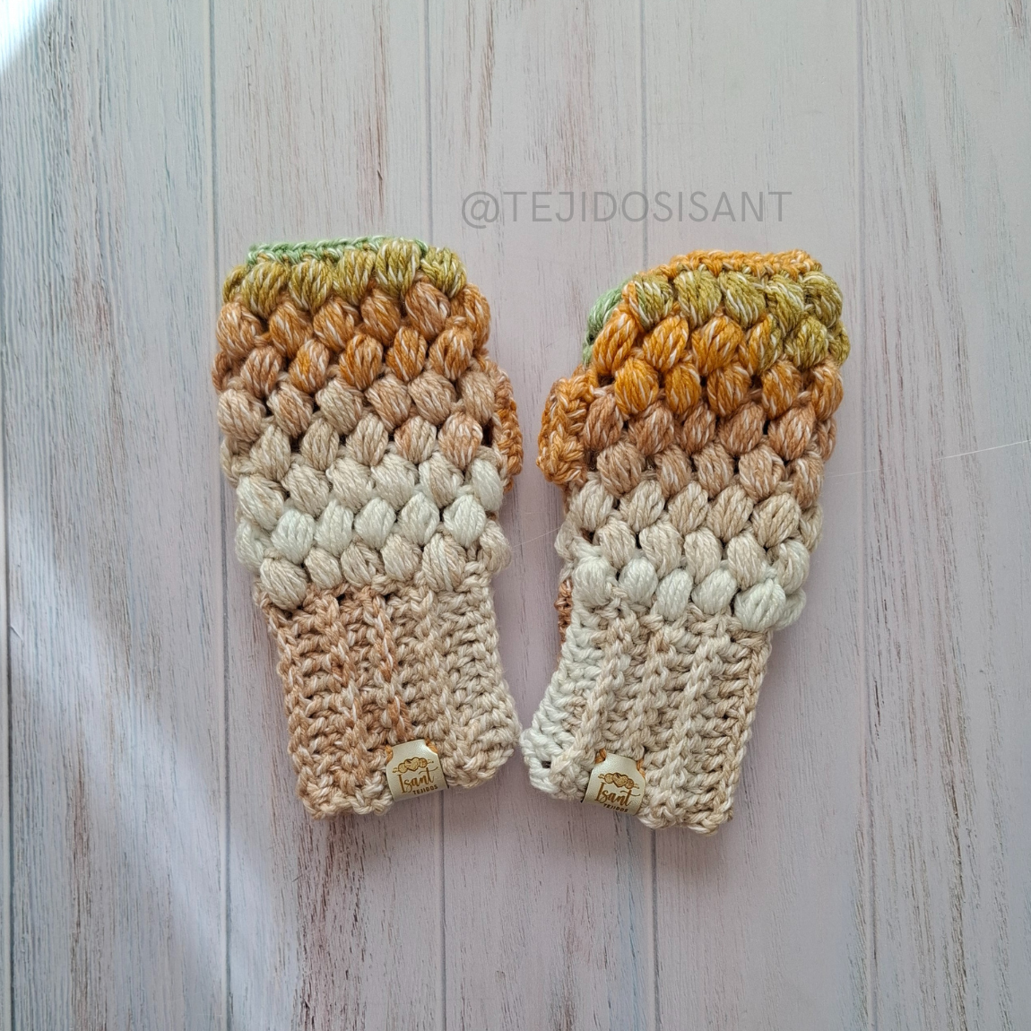 Mitones blanco/beige