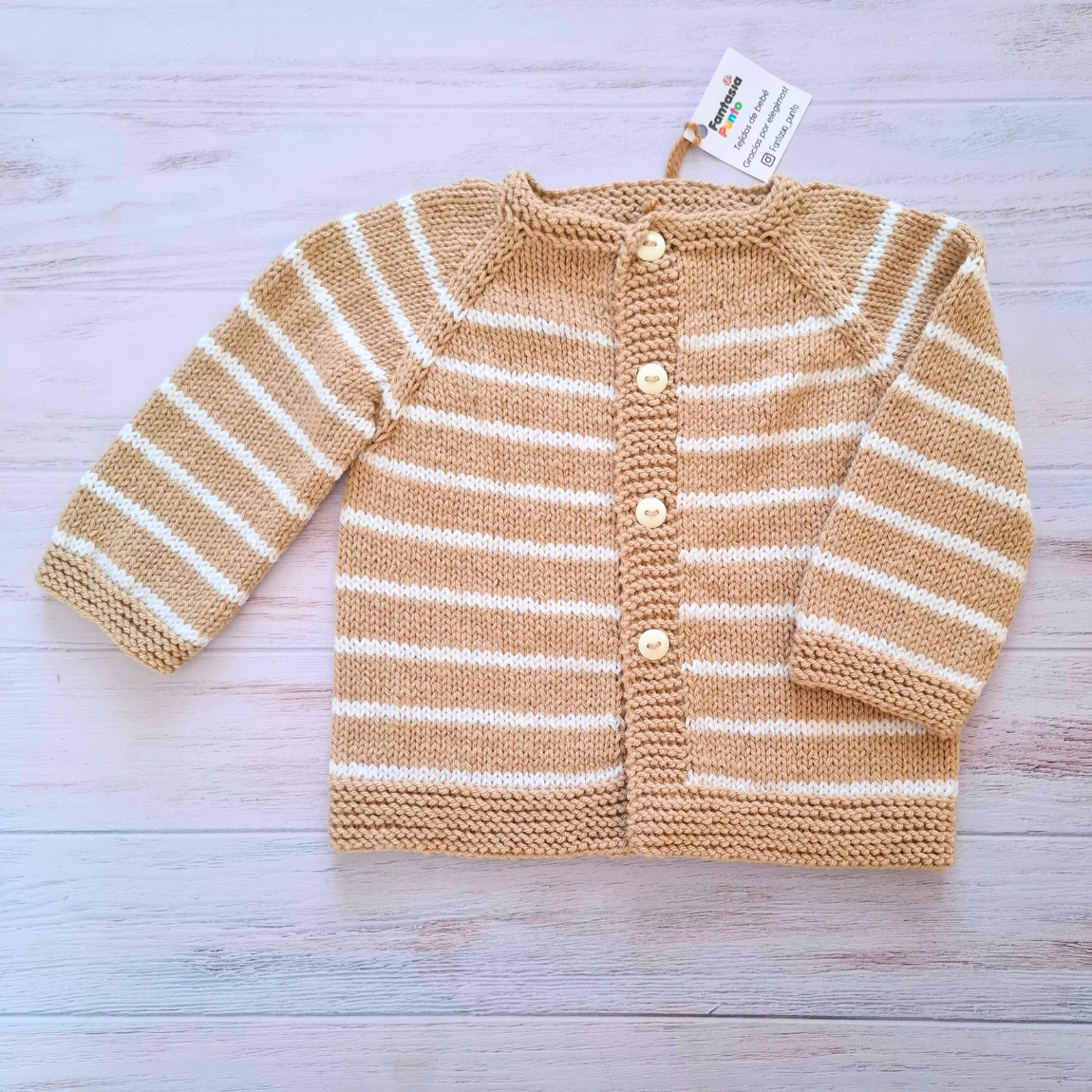 Chaleca beige/blanco