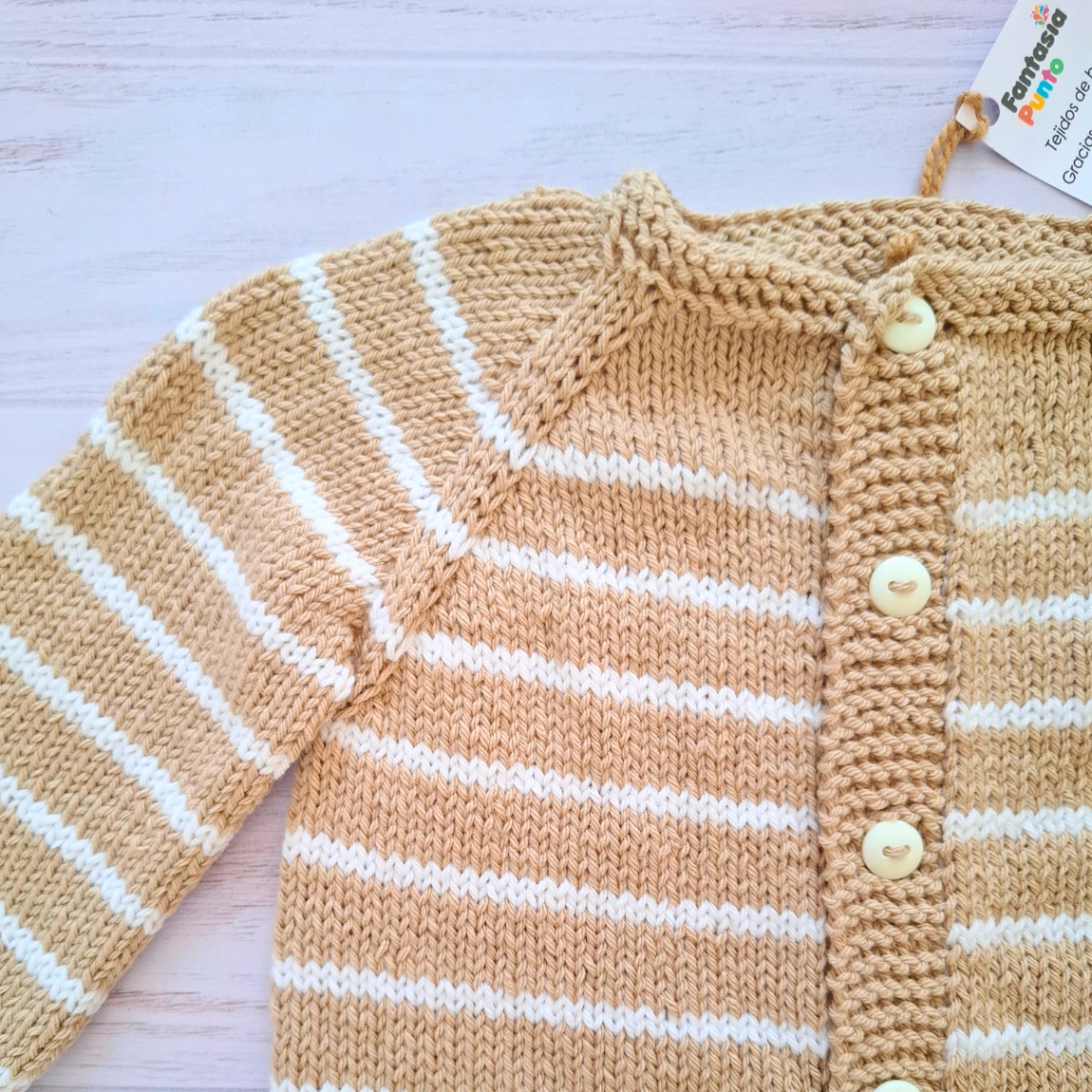 Chaleca beige/blanco