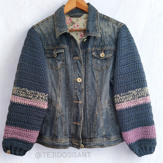 Chaqueta lanera azul/lila