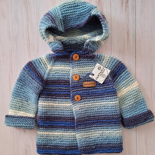 Abrigo con capucha azul  12 meses