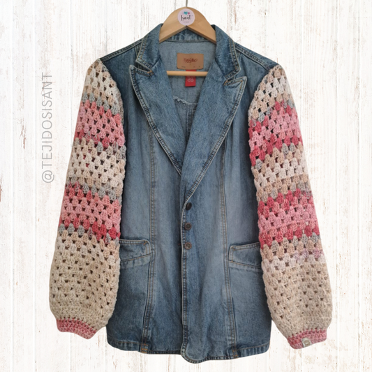 Chaqueta lanera rosa matizada