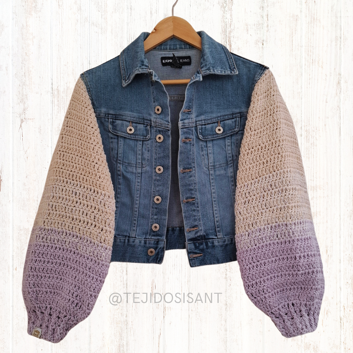 Chaqueta lanera lila/beige
