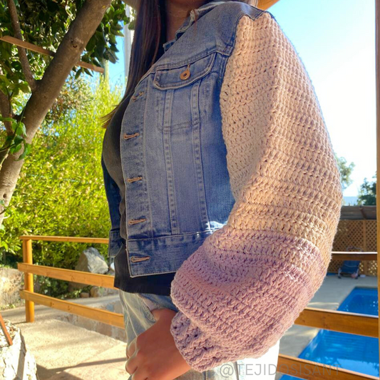 Chaqueta lanera lila/beige