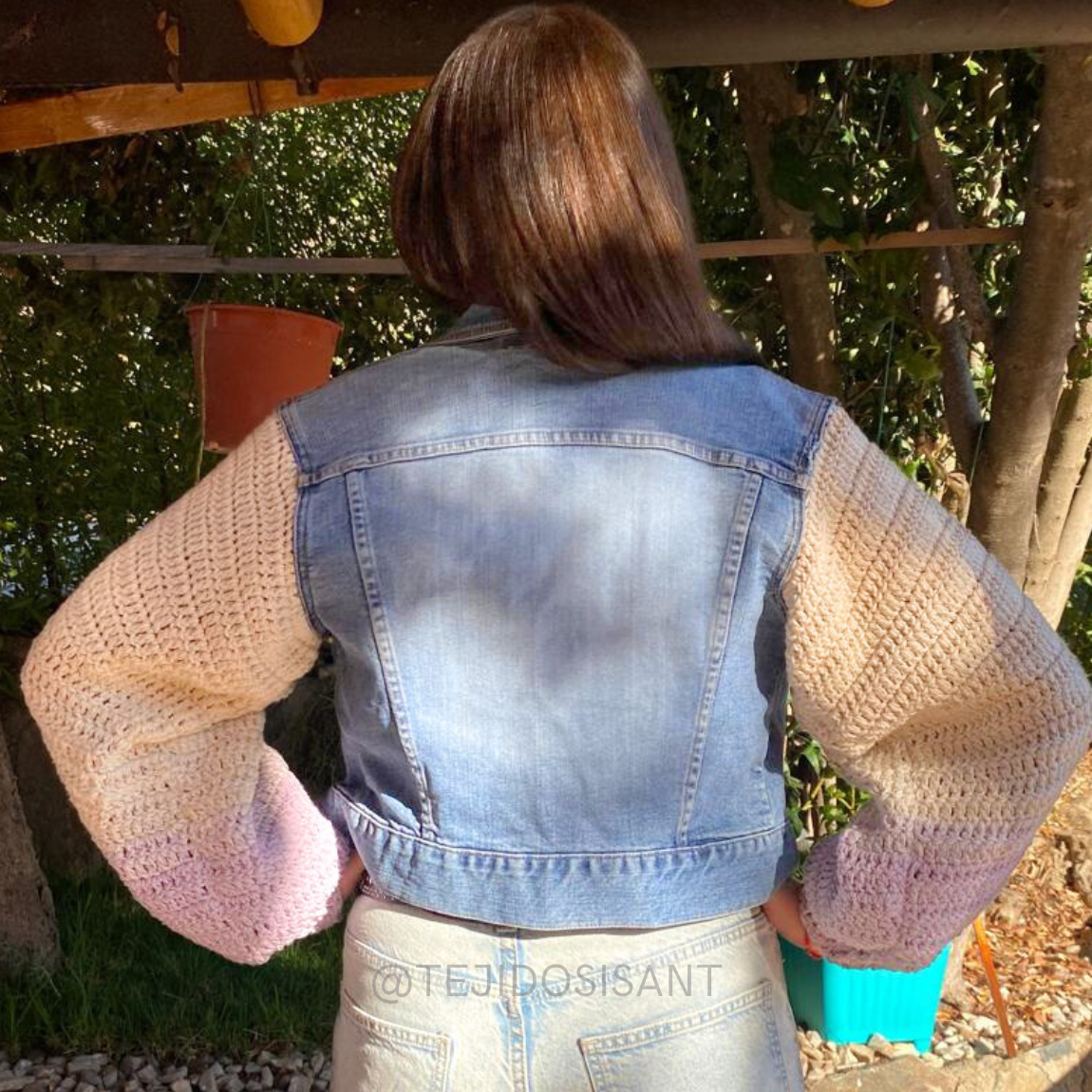 Chaqueta lanera lila/beige