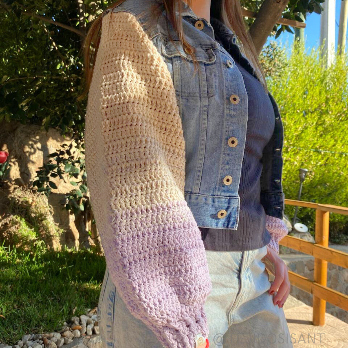 Chaqueta lanera lila/beige