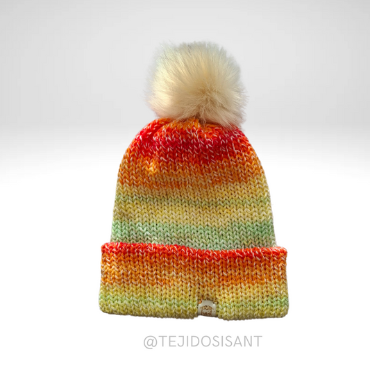 Gorro Matizado naranjo/verde/amarillo