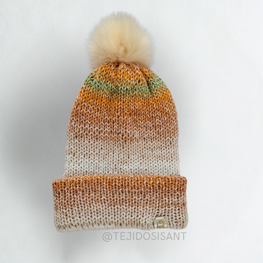Gorro matizado blanco/beige
