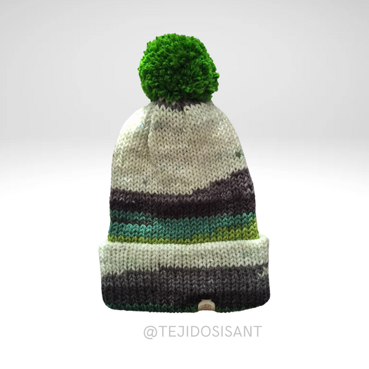 Gorro matizado verde/negro/blanco