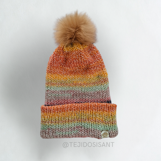 Gorro matizado celeste/amarillo pastel